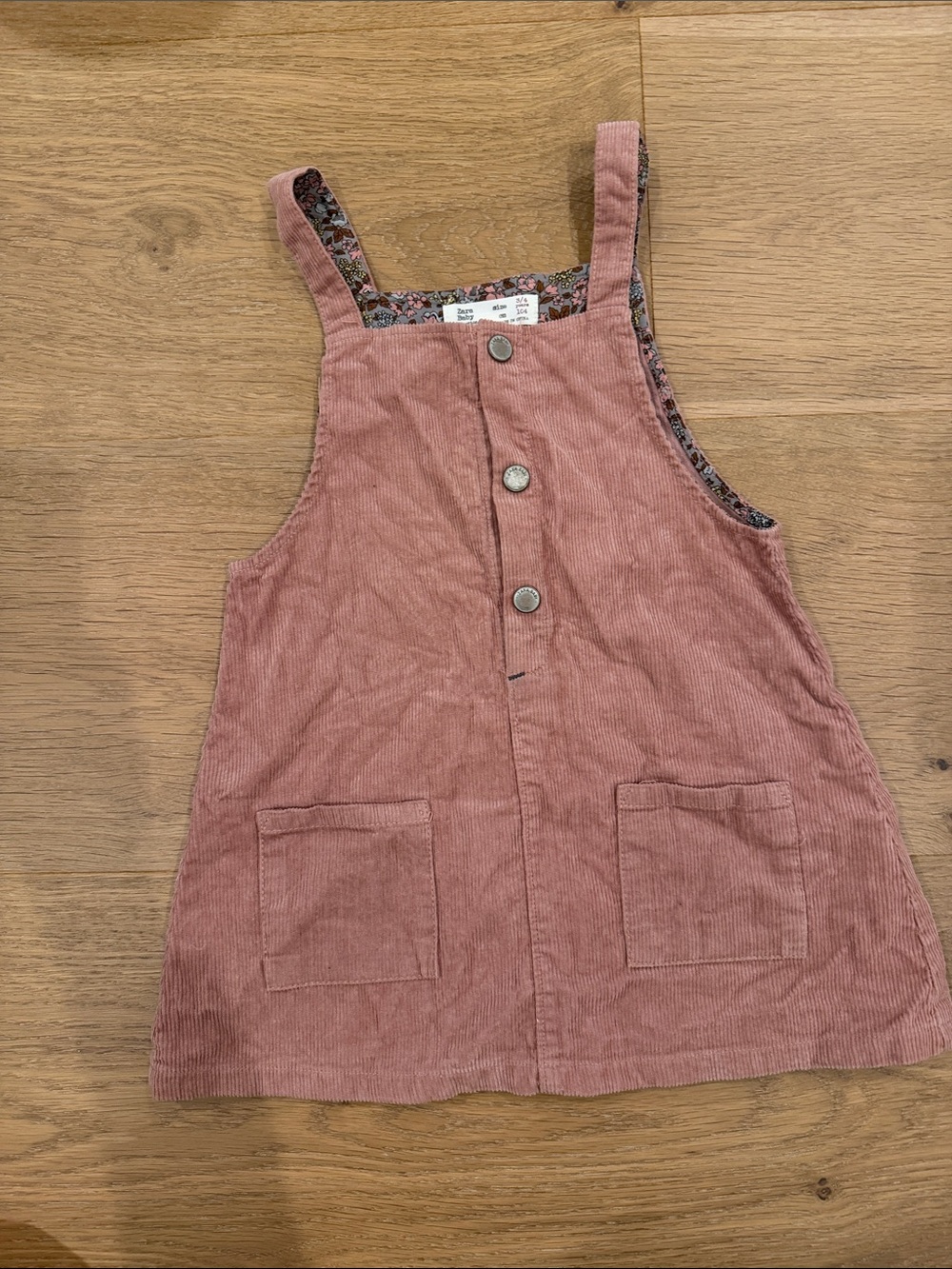 Zara Dusty Pink Corduroy Pinafore Skirt